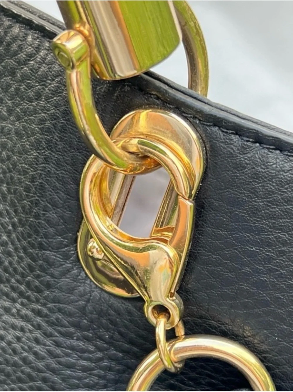 Vince Camuto Black Pebble Leather Tassel Satchel with Gold Hardware